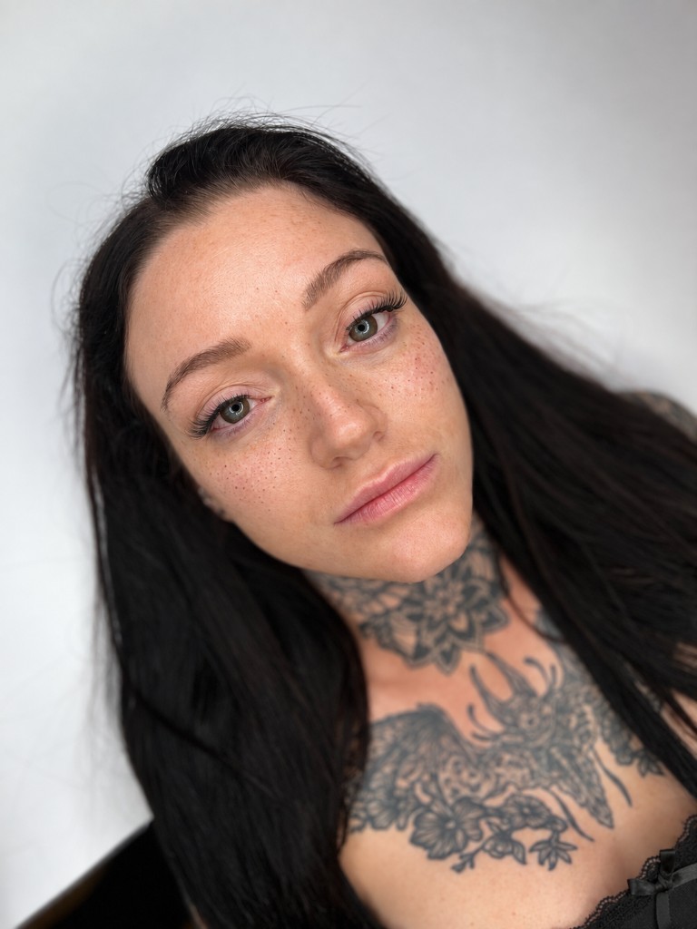 Faux freckles across nose and upper cheeks — customized density